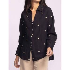 NEW PINK MARTINI spezia button-up blouse in black